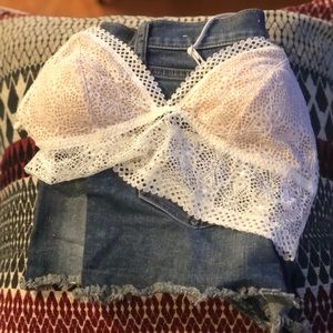 PINK Denim Shorts & Bralette(M)